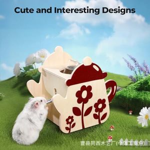 ชั้นวางอาหารแฮมสเตอร์ไม้รูปทรงกาน้ำชาทนทานสำหรับแฮมสเตอร์ - Product Image 3