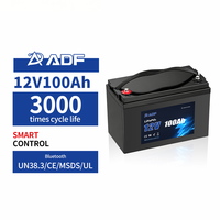 Batterie LiFePO4 à décharge profonde ADF 12V 100Ah 12V 230Ah Plus IP65 avec protection contre les basses températures, pack de batteries lithium-ion avec Bluetooth