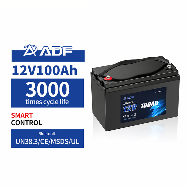 ADF 12V 100AH 12V 230Ah Plus Deep Cycle LiFePO4 Battery Ip65 with Low-Temp Protection Lithium Ion Battery Pack with Bluetooth