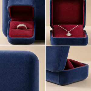 Zebopak Navy Blue Velvet Engagement <b>Ring</b> <b>Box</b> Set with Jewellery Storage <b>Box</b> Case Proposal Gift Packaging Wholesale - Product Image 3