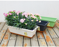 Bacs à plantes rectangulaires en plastique auto-arrosants, bacs de culture en résine pour légumes, pour jardinage intérieur sur balcon ou rebord de fenêtre