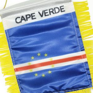 Bandera de Cabo Verde Personalizada, Mini Bandera de Satén para Coche con Borlas Amarillas - Product Image 4