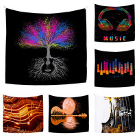 Instrument Rock Style Amant Guitare Trippy Note de Musique Tapisserie Tenture Murale pour Chambre