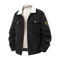Manteau cargo en velours côtelé pour homme, taille européenne, motif uni, automne-hiver, doublure polaire épaisse, col à revers, style workwear, tendance