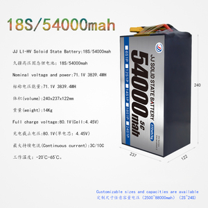 แบตเตอรี่ลิเธียมไอออนกึ่งแข็ง 54000mAh 6S12S14S18S  ชนิด NMC811 อายุการใช้งานยาวนาน สำหรับ UAV - Product Image 2