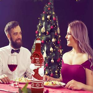 Decoración navideña Cubierta de botella de vino Decoración de mesa creativa, Cubierta de botella de vino de punto navideño - Product Image 6