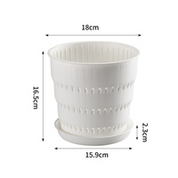 Pot Bunga Modern 17cm Berlapis Kaca, Bernapas, Pengontrol Akar, Alas Tebal, Kapasitas 3-4L, Kemasan Plastik Mudah Digunakan untuk Rumah dan Kebun