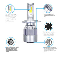 Phares LED de voiture SunRise C6PRO H13 12V 48W 8000LM 6500K IP68 Étanche Haute Luminosité Plug-and-Play Adaptation Universelle CE