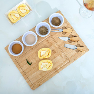 Bamboo Cheese <b>Board</b> With <b>Tools</b> For Serving Cheese And Bread Durable Food Grade Cutting Tray Luxury Retro Style - Product Image 1