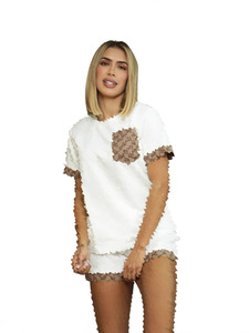 Conjunto de 2 Piezas de Shorts de Ciclismo con Estampado de Diseñador de Marca Famosa, Conjunto de Shorts de Ciclismo con Camiseta Jacquard para Mujer, Nuevo y Popular en Verano - Product Image 4