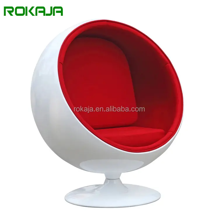 ユニークなデザインの卵の椅子モダンなリビングルームの家具ラウンドスフィアレジャーチェアグラスファイバーベルベットボールシングルチェア