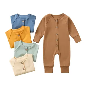 100% 纯棉高品质幼儿男童女童服装长袖婴儿登山服婴儿连体衣