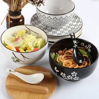 2025 bols à ramen japonais bol à riz japonais bol à nouilles ramen en céramique blanche japonaise avec baguettes et cuillères
