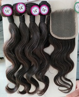 Lot de Mèches KEMY Lisses Mélangées avec Frontale 13*4 en Dentelle, Cheveux Vierges Naturels Vietnamiens à Prix Abordable pour Femmes Noires