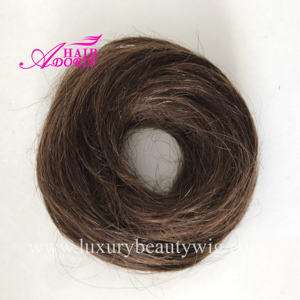 QingDao fabbrica di 100% capelli umani vergini europea naturale crocchia per capelli con elastico per capelli corda per uso quotidiano in magazzino - Product Image 2
