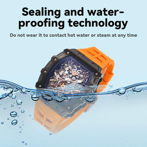 <span class=keywords><strong>Orologio</strong></span> Meccanico <span class=keywords><strong>Automatico</strong></span> Scheletrato in Acciaio Inox Personalizzato, Placcato Nero, 3ATM, con Cinturino in Gomma per Uomo e <span class=keywords><strong>Donna</strong></span> - Product Image 5