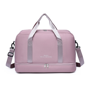 Minimal Solid Color Letter Print Short Business Trip Bag Wide Reinforced Handle Detachable Adjustable Shoulder Strap Sports - Product Image 4