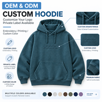 Sweat-shirt à capuche personnalisé pour homme, coupe oversize, en molleton 345 GSM, bleu uni, effet délavé vintage, style streetwear