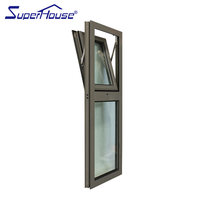 Fenêtre à auvent verticale à triple vitrage certifiée anti-ouragan de Floride Miami avec écran pliable, style à ouverture battante, design à persiennes
