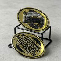 Pièce de monnaie commémorative personnalisée en alliage de zinc, dorée, émail dur 2D double face, pour club de course, pièce de défi en métal