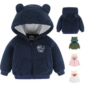 Newborn Infant Baby Boys Girls Cartoon Fleece Hooded Jacket Coat with Ears Warm Outwear Coat Zipper Up Winter Kids Jackets