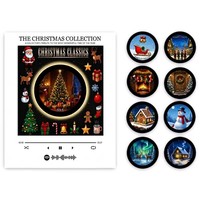 Kerstmuziekdoosje koelkastmagneet sfeerverlichting acryl muziekspeler met 9 verwisselbare schijven koelkastdecoratie