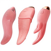 Stimulateur de point G et de mamelons chauffant pour femme, vibromasseur double langue avec fonction de léchage