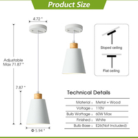 Mini moderne nordique 7.8 pouces blanc en bois abat-jour pendentif luminaire E26 petit pour cuisine îlot comptoirs barres couloirs