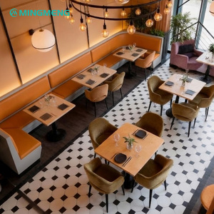 Commercial Dining Furniture Modern L-shape restaurant booth Wood frame high-density <b>foam</b> seating Commercial dining furniture - Product Image 1