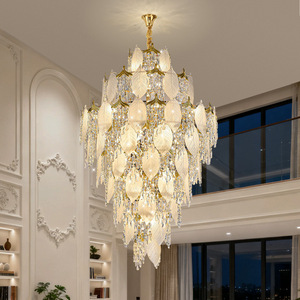 Luxury Duplex Crystal Staircase Chandelier Long Led <b>Light</b> Source For Villa Hotel Lobby Living Room Multi Story Home <b>Lighting</b> - Product Image 2
