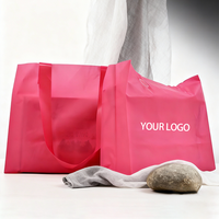 Sacs de shopping en plastique rose vif réutilisables de haute qualité, impression personnalisée, sacs à anse souple pour l'emballage de vêtements/aliments