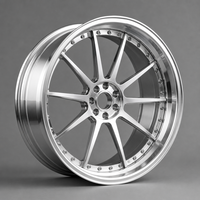 Jantes de voiture en alliage d'aluminium forgées sur mesure, à 10 rayons, finition argent poli, face brossée, lèvre chromée, pour voiture de tourisme