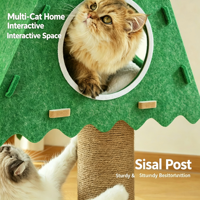 Lit-cave pour chat en feutre multicouche Cèdre et Pin Montagne enneigée avec griffoir en sisal, base stable, arbre à chat combiné pour jeu et sommeil en intérieur