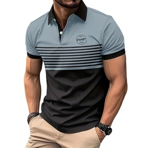 Personalizado a rayas de algodón de seda transpirable solapa hilo teñido clásico bloque de color hombres Polo camiseta a rayas - Product Image 6