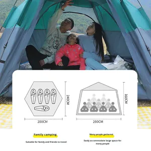 Carpa de Camping Familiar de Una Habitación, Portátil, de Apertura Rápida Automática, con Camuflaje de Verano, Resistente a la Lluvia y al Sol, de Oxford y PVC - Product Image 4