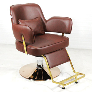 Contemporary Barber <b>Chair</b> Faux Leather Gray Hydraulic Height Adjustable <b>Round</b> Base Salon Furniture - Product Image 4