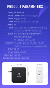 Chargeur rapide <span class=keywords><strong>USB</strong></span>-<span class=keywords><strong>C</strong></span> GaN 240W à port unique PD 3.1 QC PPS pour ordinateur portable (compatible MacBook Air, Dell, Asus) – Prise murale OEM USA - Product Image 3