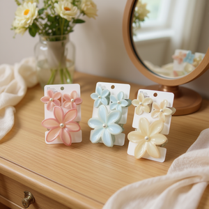 Fermagli per capelli con perle a forma di fiore, 10 cm, in resina, stile dolce, per uso quotidiano femminile, confezione da 600 pezzi - Product Image 2