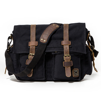 Sac messager classique et élégant pour homme, en toile et cuir, style vintage, avec logo personnalisé