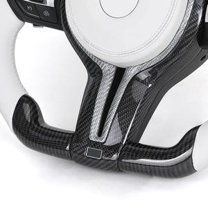 Volant en cuir blanc avec écran LED et fibre de carbone pour <span class=keywords><strong>BMW</strong></span> F10 F16 F20 F30 F31 F32 M3 F80 M4 F82 M2 F87 E88 E90 E92 - Product Image 3