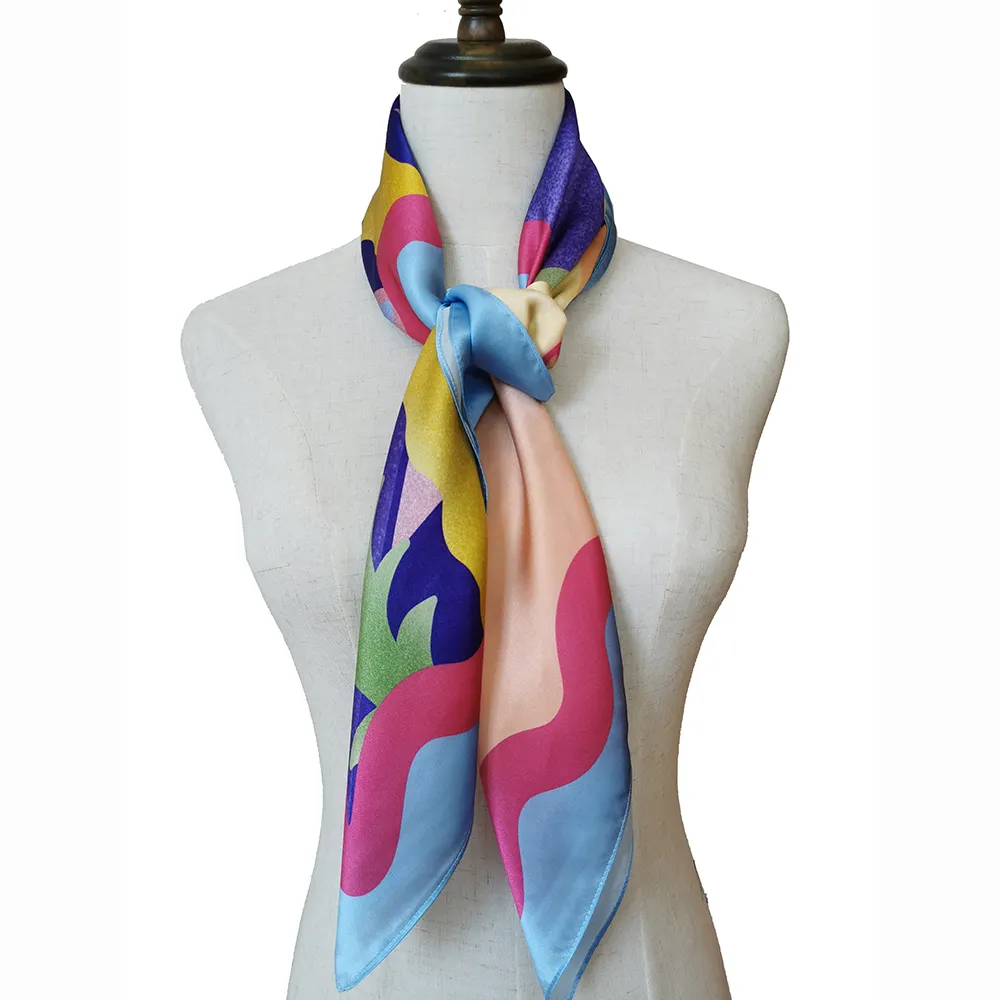 Impression numérique personnalisée luxe mûrier 100% pure soie écharpe dames écharpes pour femmes 100% foulard en soie carré
