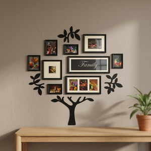 Cadre photo rectangulaire léger en MDF noir fait main pour arbre généalogique – Décoration murale pour la maison – Vente en gros - Product Image 2
