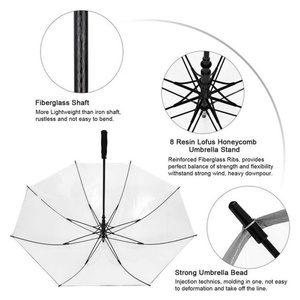 Transparent Straight EVA Handle Metal Frame Manual Control 30 Inch Clear PVC POE Golf <b>Umbrella</b> - Product Image 3
