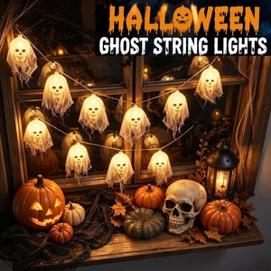Halloween Skull Gauze <b>String</b> <b>Lights</b> Spooky Horror Atmosphere Lamp for Costume Party Themed Activity Scary Room Decor - Product Image 3