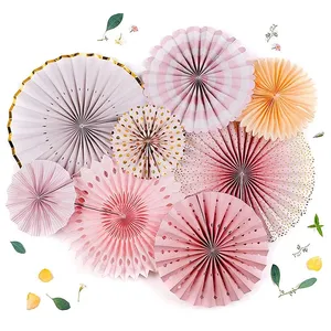 Nicro Round Tissue Paper Pinwheel Craft Birthday Wedding Wall Paper Home Decoration Background Party Supplies Paper Fans Kit