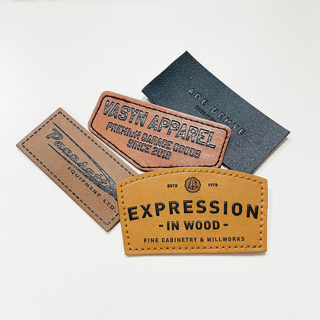 PU Metal Faux Leather Label Patch for Jeans Garment Clothing Hat Beanie Handbags Custom Logo Embossed Synthetic