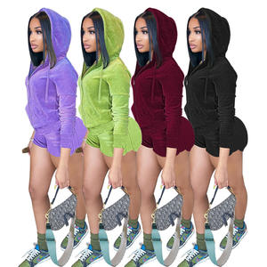 Conjunto de dos piezas formado por sudadera y pantalón corto de terciopelo, para otoño e invierno, <span class=keywords><strong>2022</strong></span> - Product Image 2