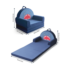 Sofá Plegable 3 en 1 para Niños, Diseño de Tiburón de Dibujos Animados, Silla de <span class=keywords><strong>Espuma</strong></span> Suave y Cómoda para Área de Juegos para Bebés - Product Image 5