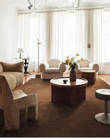 Tapis en laine carré uni fait main, imperméable et résistant à l'huile, antidérapant, design moderne et épuré pour salon et chambre, personnalisable