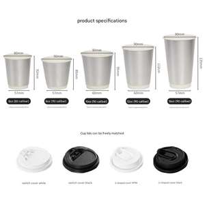 Vasos de Papel para Café Desechables Personalizados, Plateados, de Doble Pared, Resistentes al Calor, con Logotipo Imprimible - Product Image 3